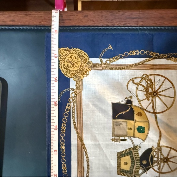 Vintage Celine Paris Cotton Scarf Equestrian Carriage 18x18 - Picture 5 of 5